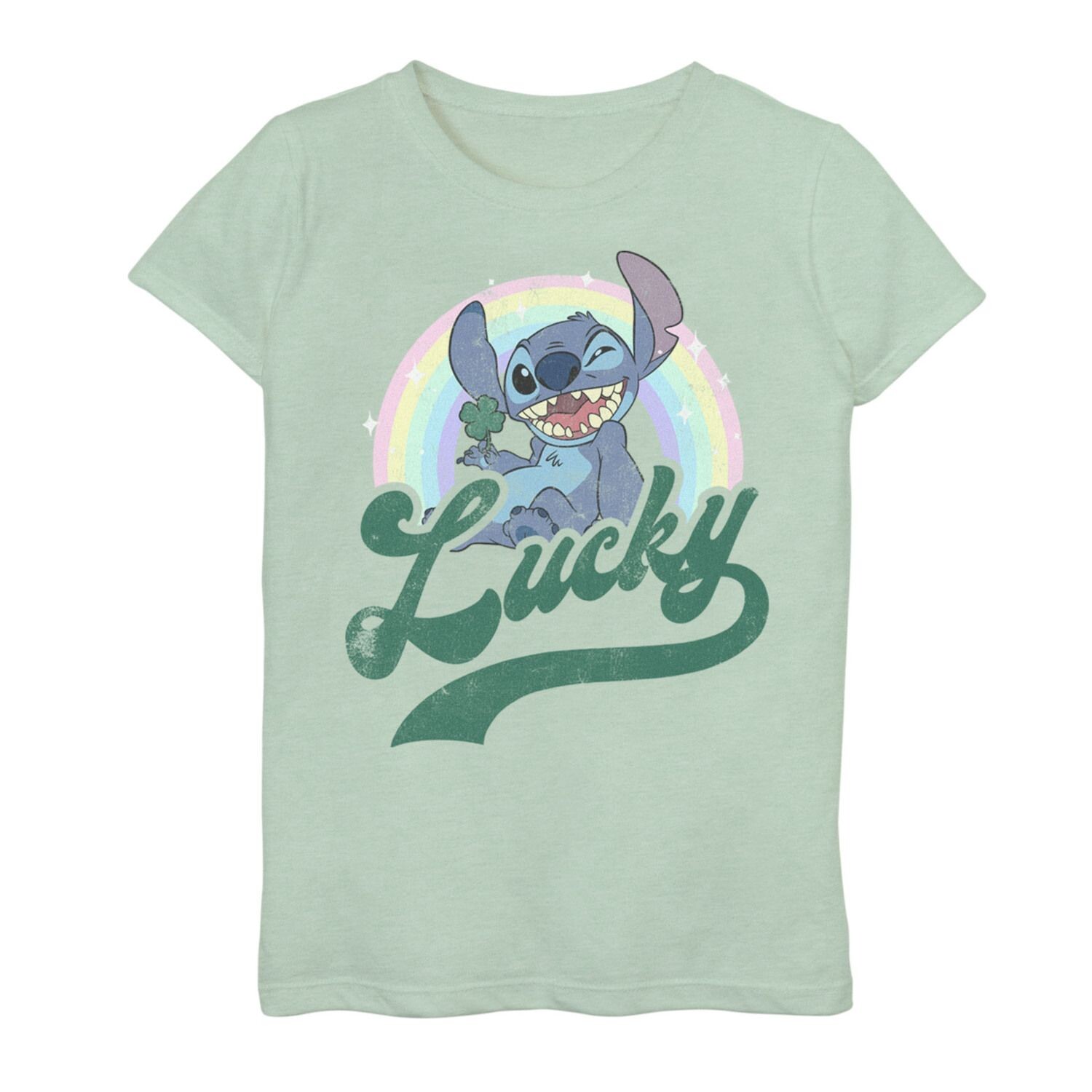 

Футболка с изображением портрета Lucky Rainbow St. Patty's Lilo & Stitch для девочек 4–16 лет Disney's Disney