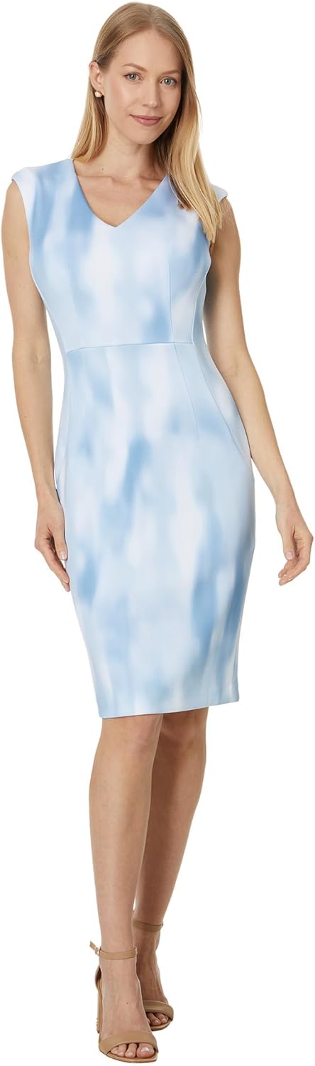 

Женское короткое платье-футляр Calvin Klein с V-образным вырезом, Breeze Multi