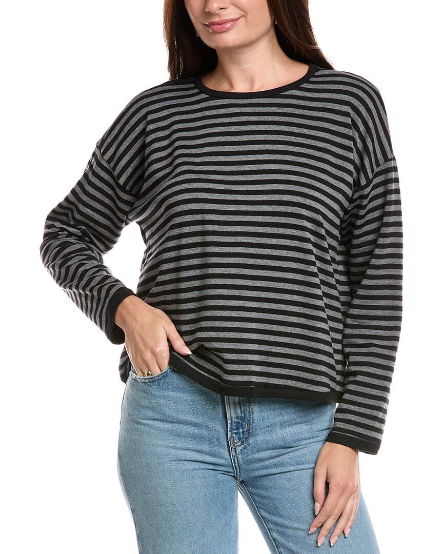 

Полосатый уютный топ из махровой ткани EILEEN FISHER, черный