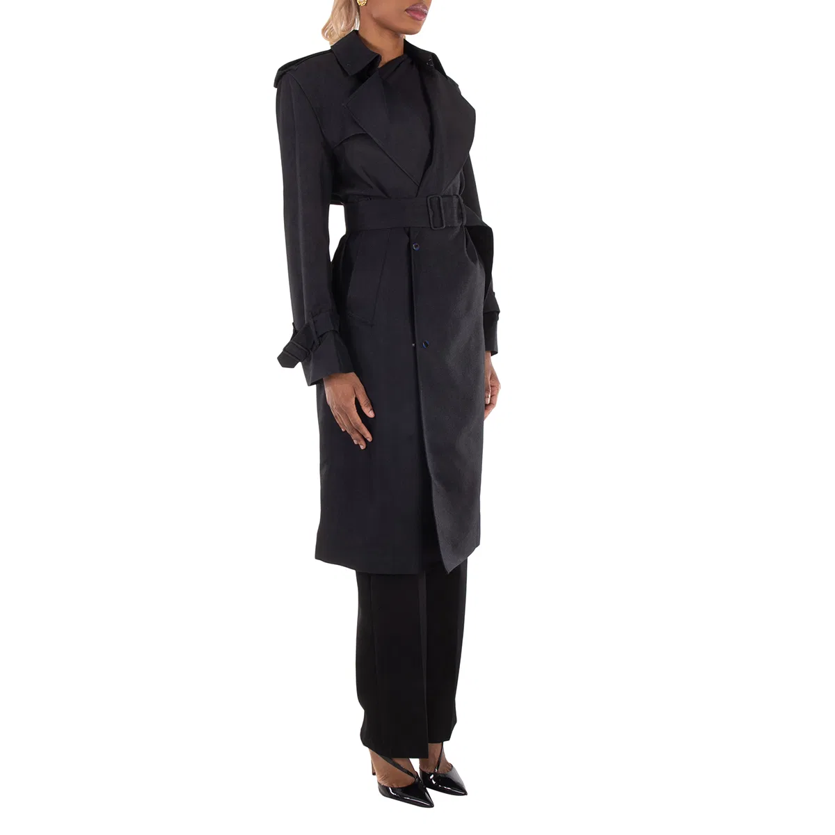 Пальто-тренч из шёлкового габардина с двубортной застёжкой Burberry, Black — фото 3