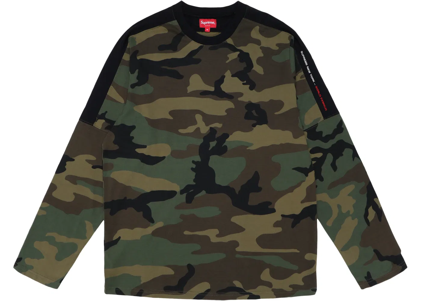 Мужская футболка с длинным рукавом Supreme Paneled L/S Top, Woodland Camo