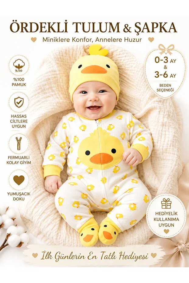 Детский комбинезон для девочек и мальчиков с принтом Baby chick jumpsuit Izyalif Baby, Sarı — фото 3
