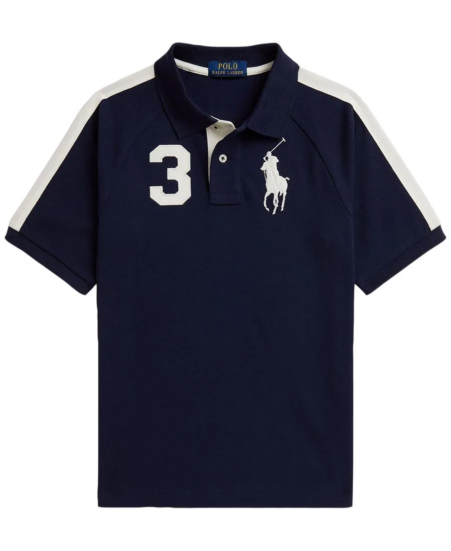 Поло с длинным рукавом Big Pony Cotton Mesh Polo Shirt Polo Ralph Lauren, Refined Navy