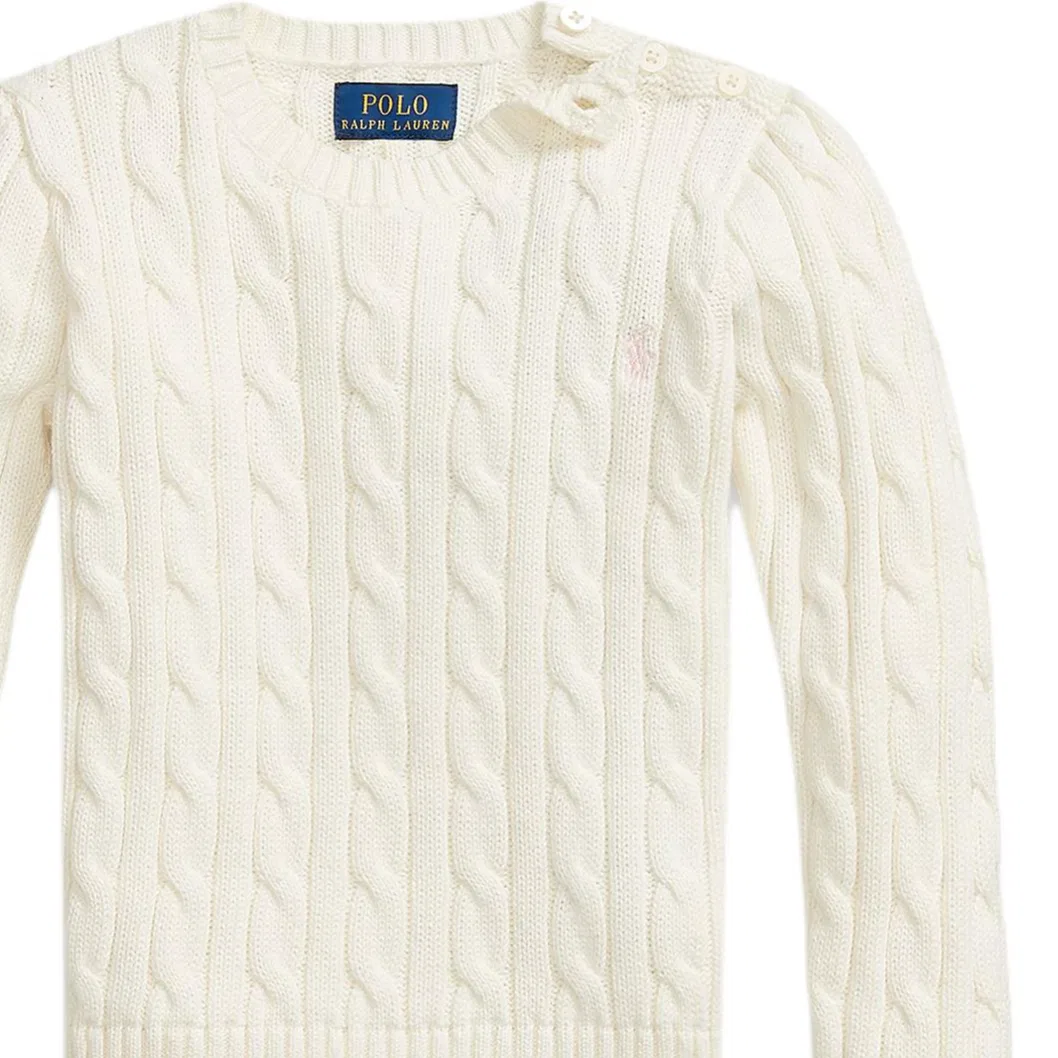 Детский свитер с принтом Polo Ralph Lauren, Warm White & Pink — фото 4