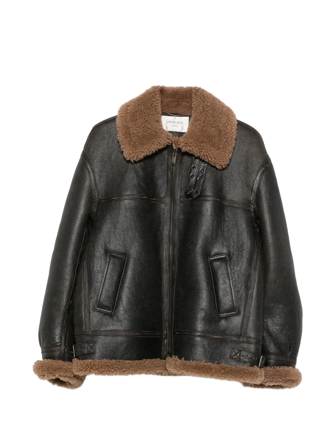 Куртка с отделкой из овчины Saint Laurent, черный