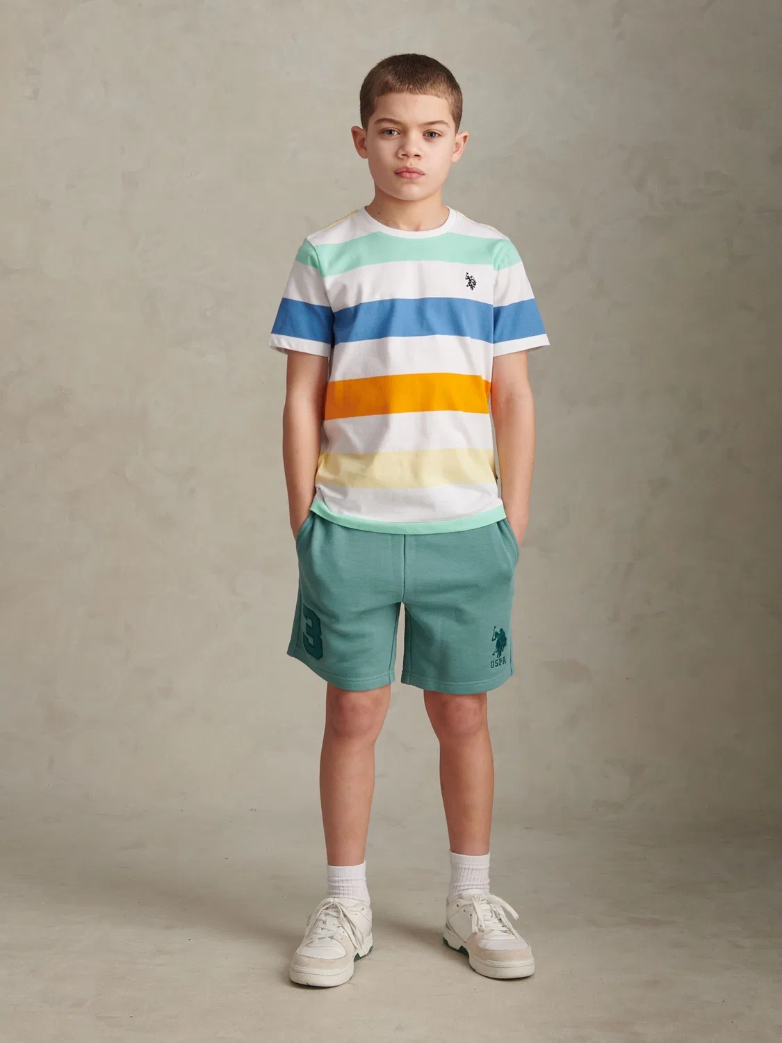 Футболка с блочной полосой U.S. Polo Assn, белый — фото 3