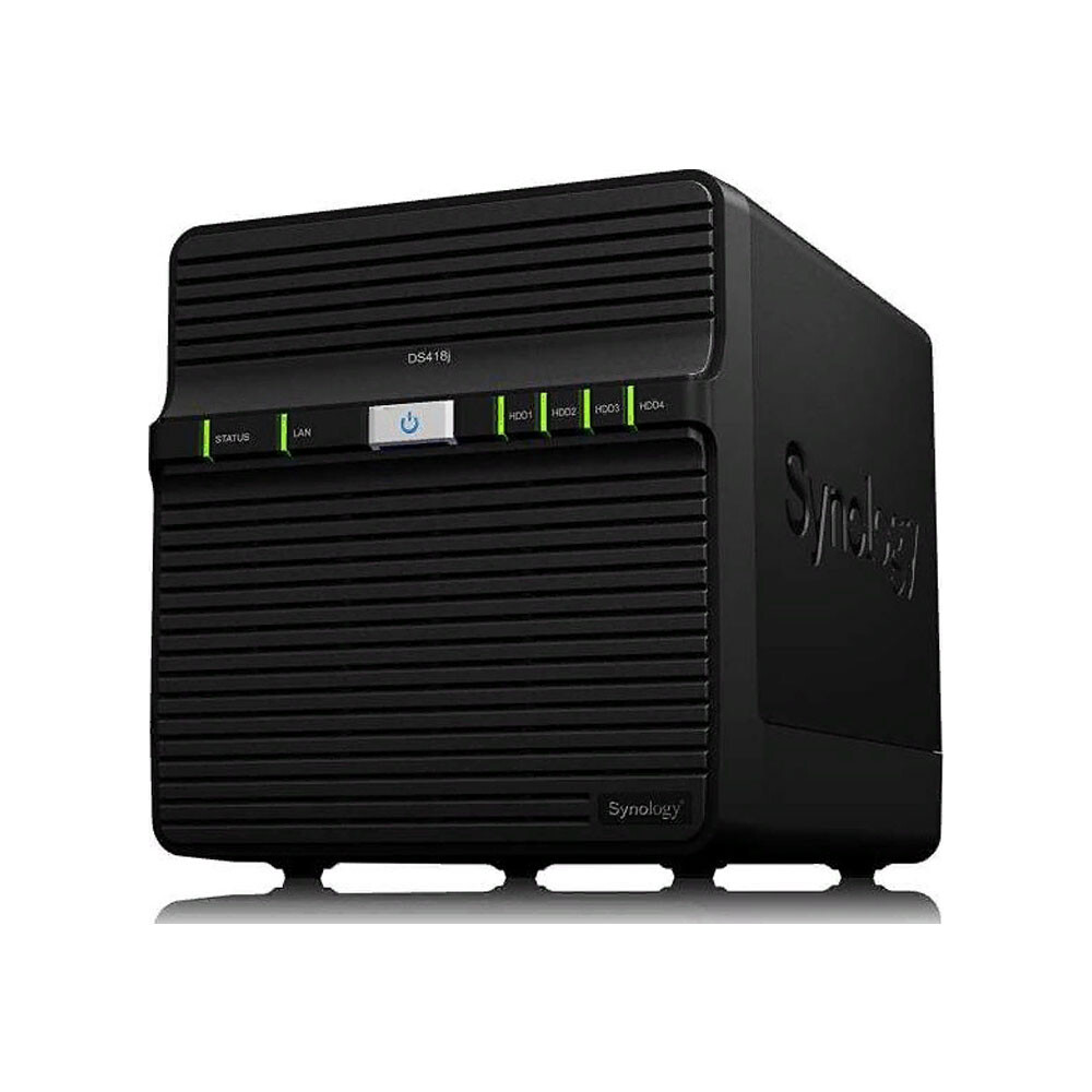 

Сетевое хранилище Synology DiskStation DS418j, 4 отсека, без дисков, черный