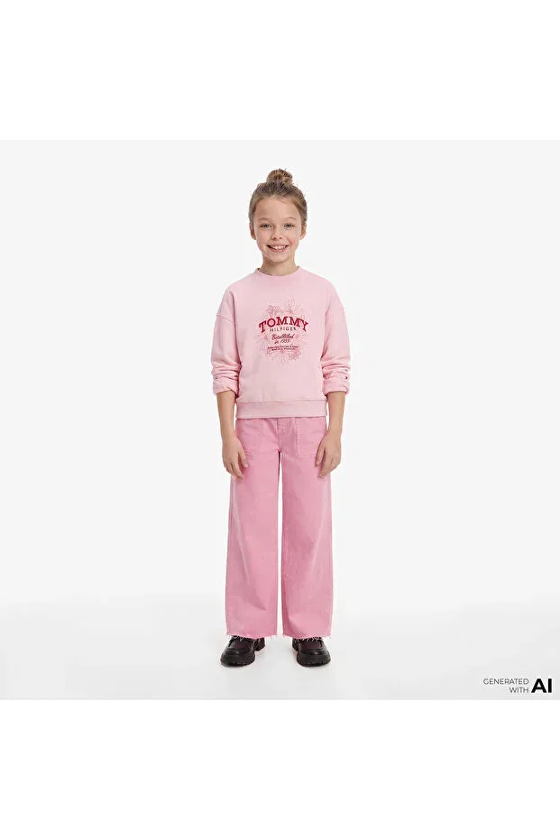 Детские свитшот для девочек с принтом Flower kids Tommy Hilfiger, Pink — фото 3