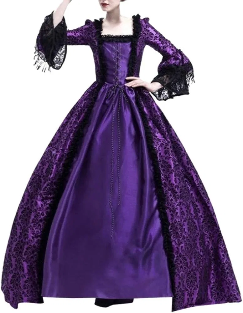 Женское платье-туника с кружевными рукавами-фонариками Victorian Rococo, Purple