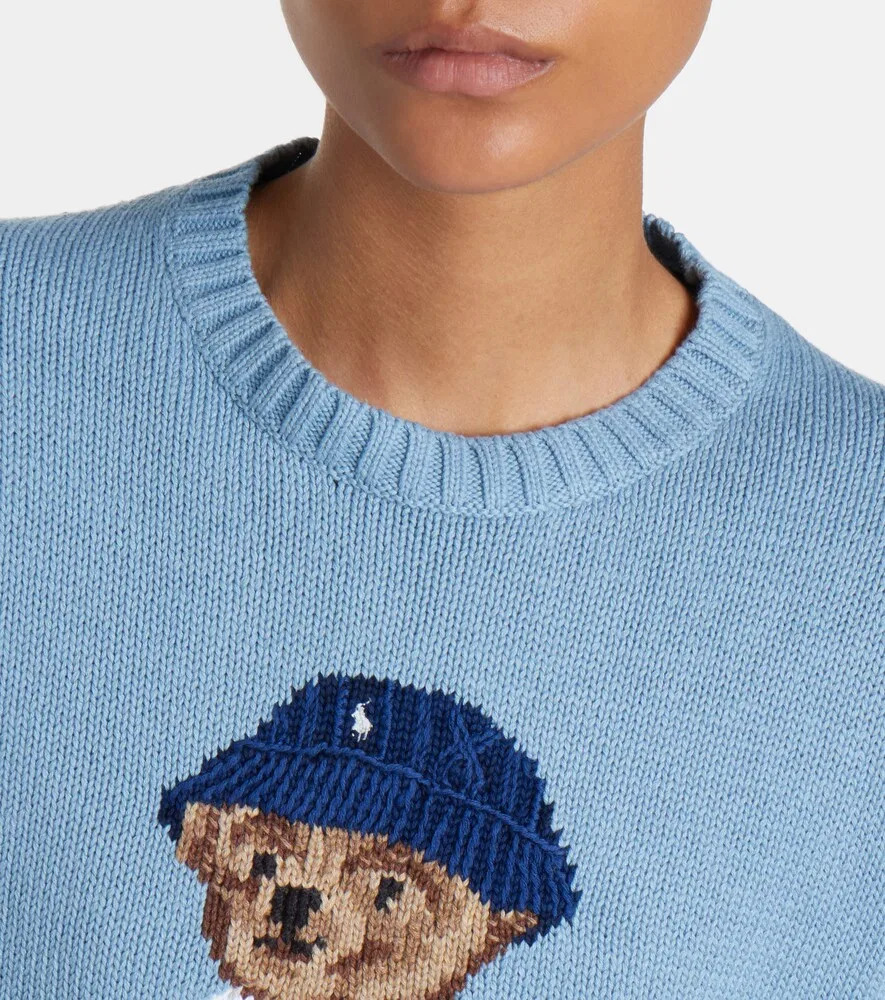 Хлопковый свитер большого размера Polo Bear Polo Ralph Lauren, синий — фото 3