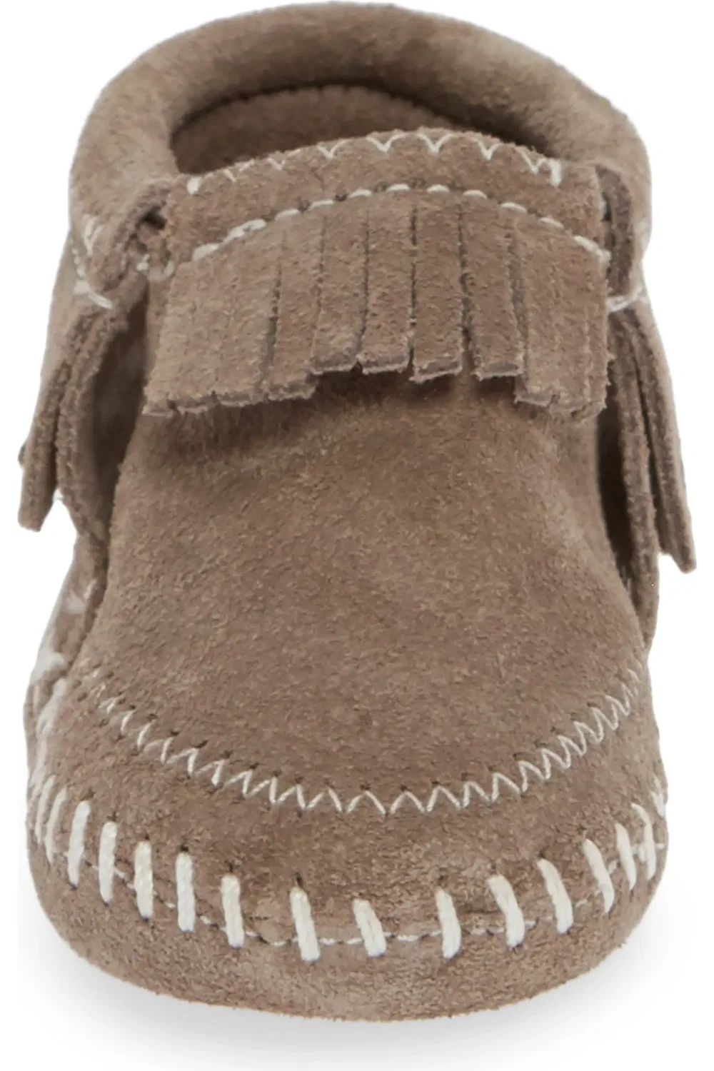 Детские пинетки ботинки с бахромой Riley Minnetonka, серый — фото 4