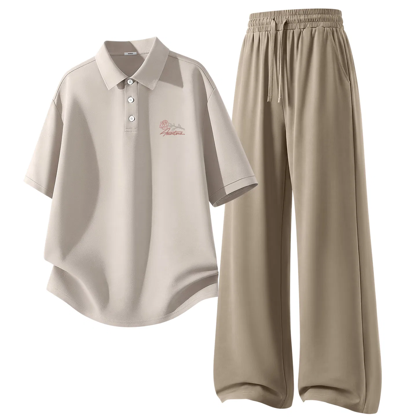 Детский комплект спортивной одежды 2 предмета MINISO, Gull Gray (English Rose Chest Logo)+Khaki