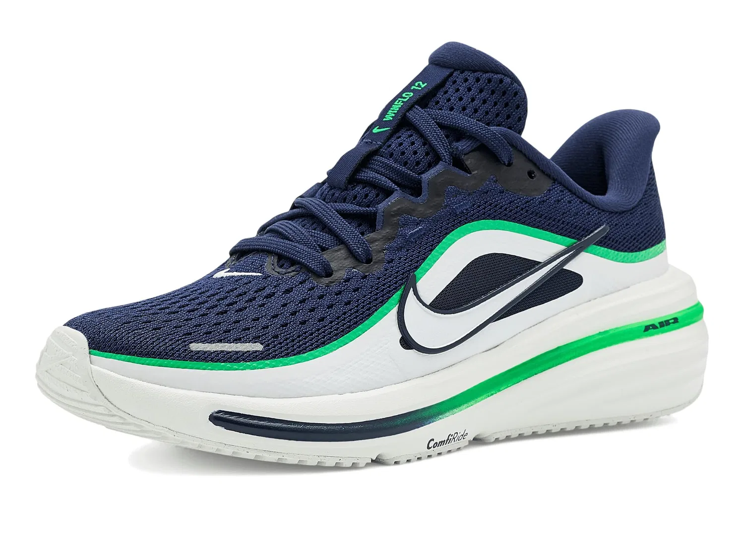 Кроссовки Winflo 12 (для маленьких и больших детей) Nike Kids, Midnight Navy/Summit White/Green Spark/Midnight Navy