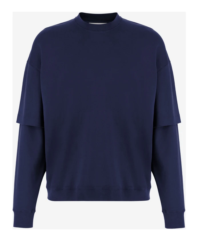 

Футболка из темно-синей шерсти с двойными манжетами Darkpark, синий