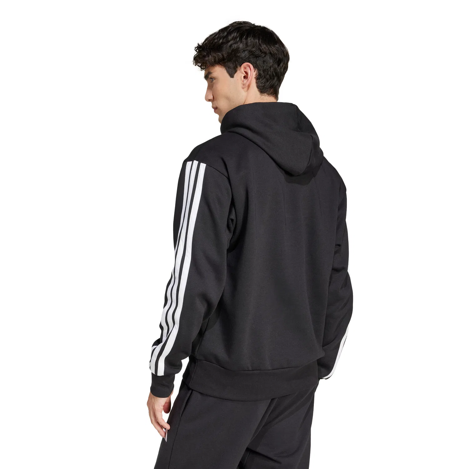 Мужское худи с флисом adidas Essentials 3-Stripes Fleece, Schwarz — фото 4