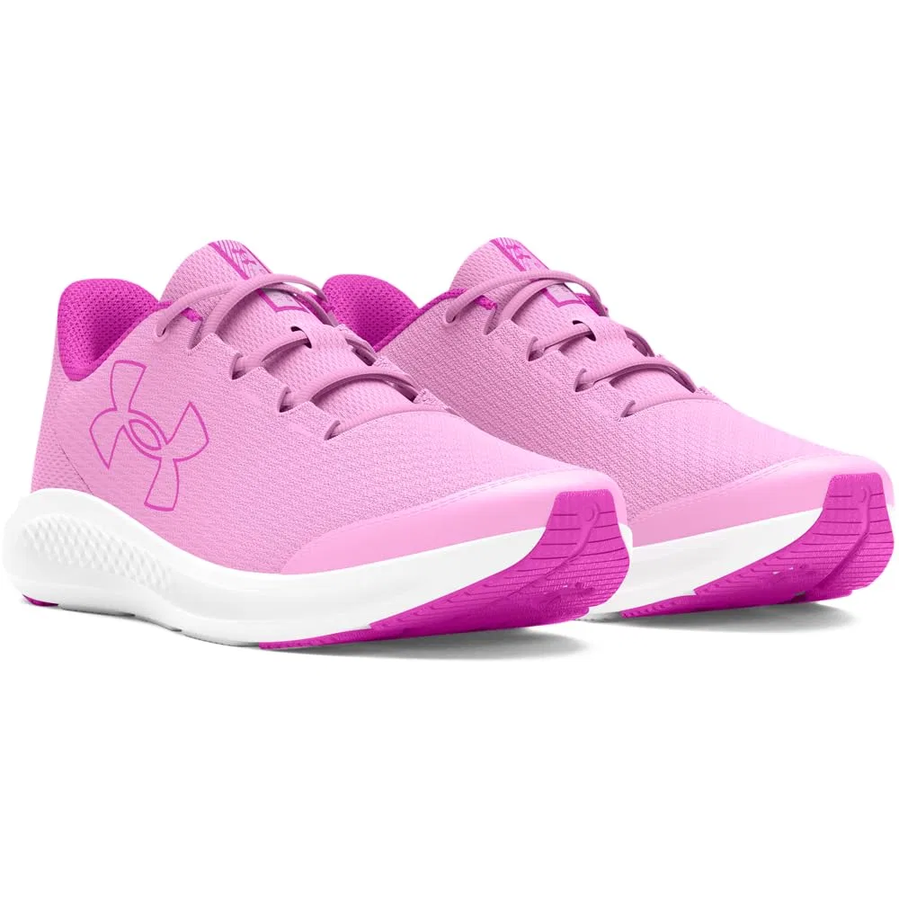Детские беговые кроссовки для девочек с легким дизайном Under Armour Grade School Pursuit 3 Big Logo, Rosa Stellare Magenta Vivido — фото 2
