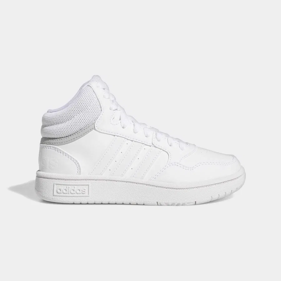 Детские кроссовки с шнуровкой HOOPS 3.0 MID K adidas, Бело-серый