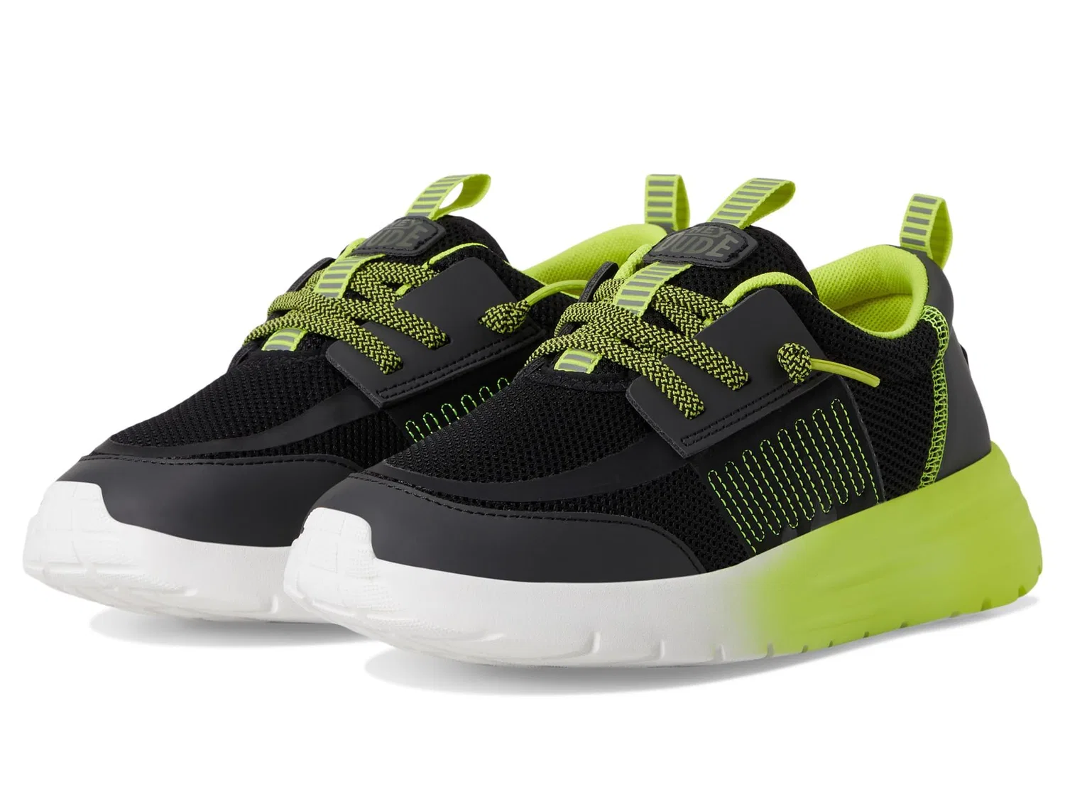 Детские кроссовки для мальчиков с текстурным верхом Sirocco Play Sport Block HEYDUDE, Lime Black Punch
