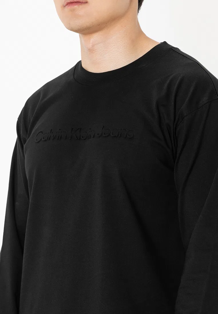 Футболка с длинным рукавом, с логотипом, Institutional Logo Long Sleeve Tee Calvin Klein, черный — фото 3