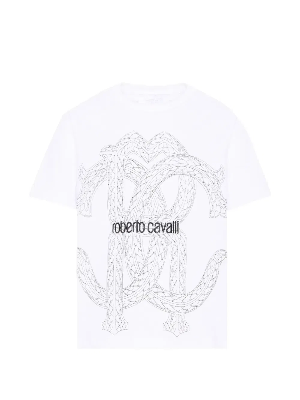 Футболка с монограммным принтом Roberto Cavalli Junior, белый