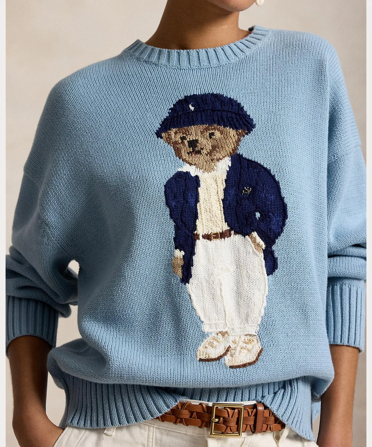 Женский свитер оверсайз из хлопка Polo Bear POLO RALPH LAUREN, Синий — фото 3