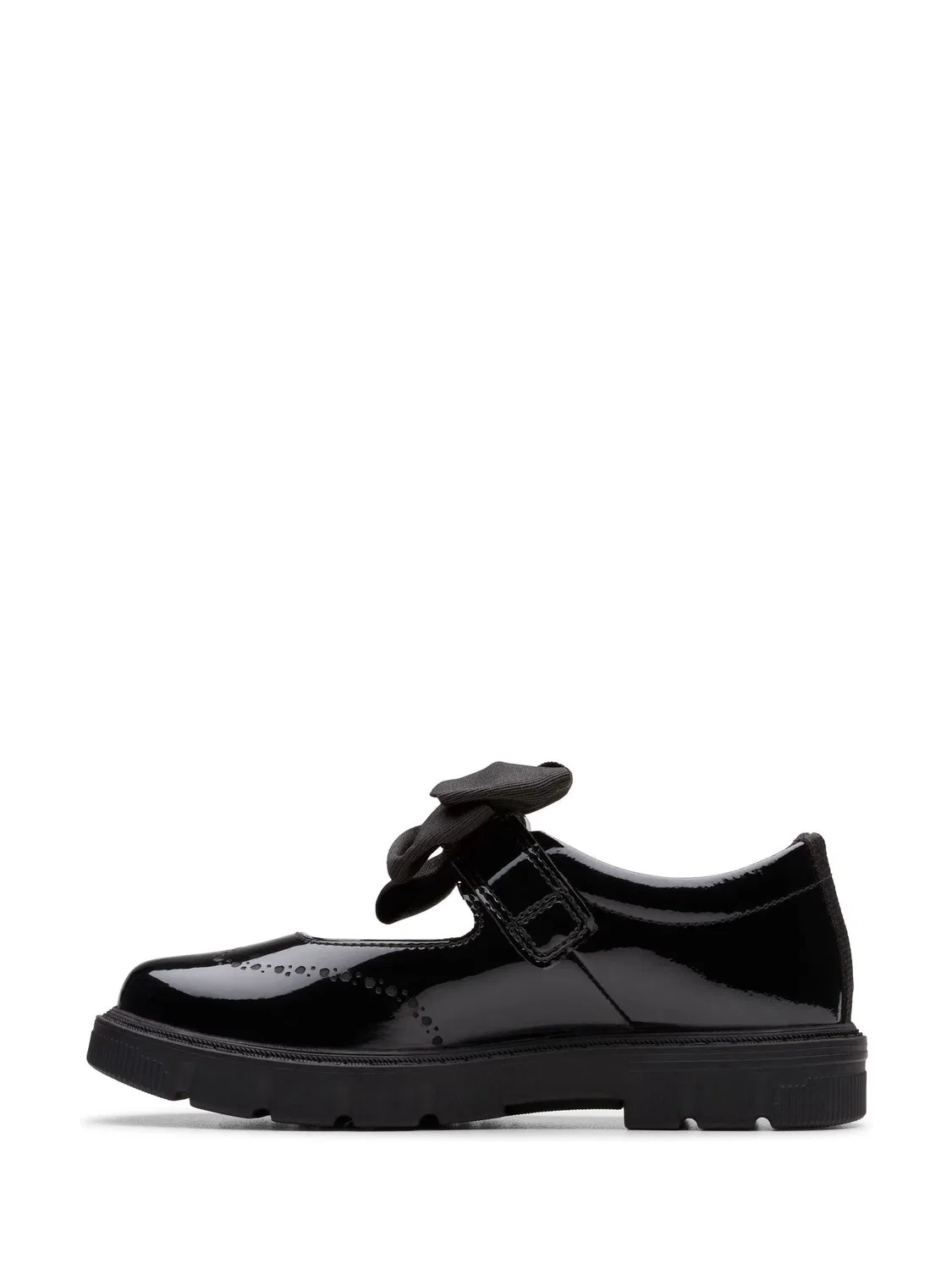 Туфли Clarks Lorcam Jane Y на толстой подошве, съемный бант, черный лакированный — фото 2