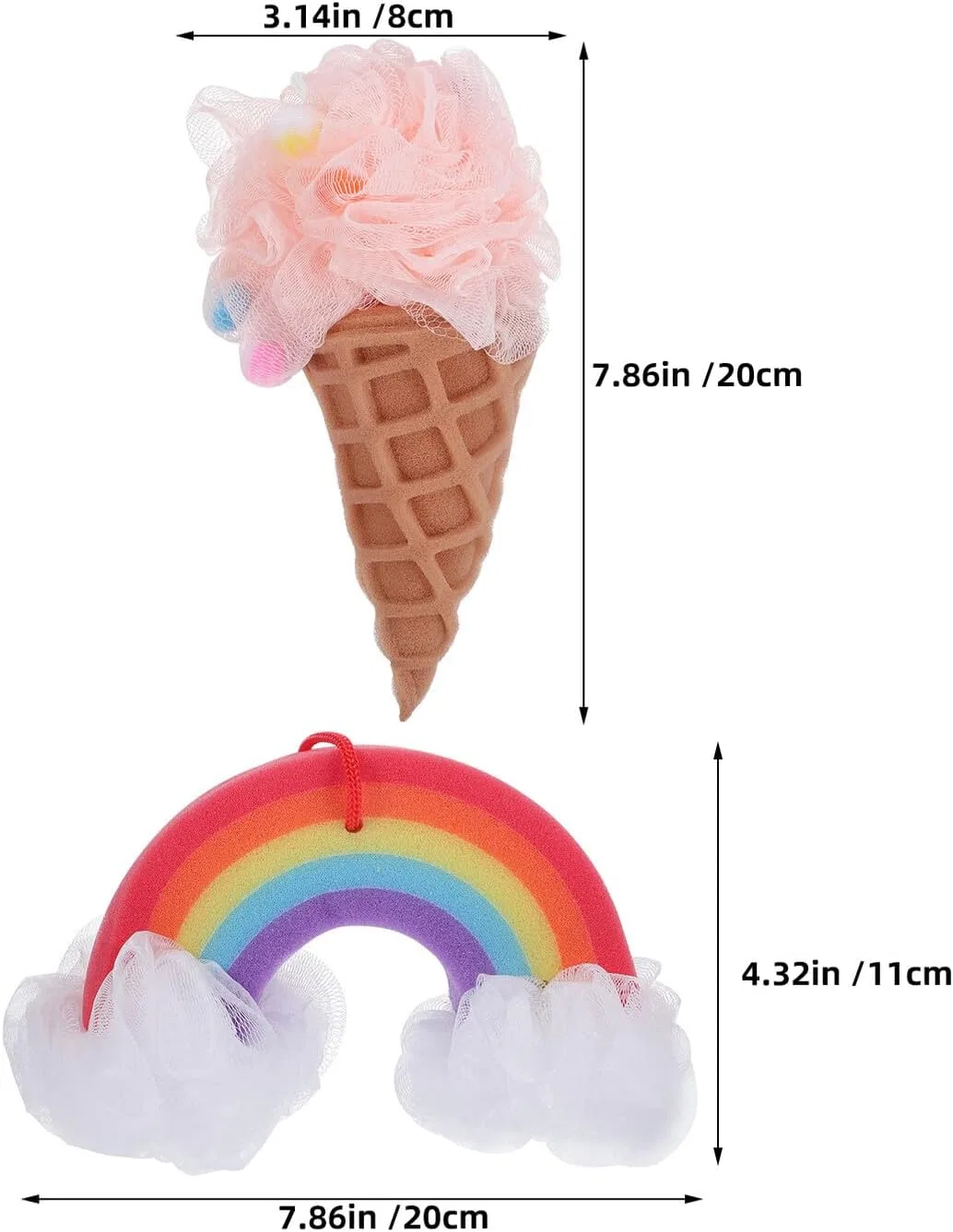 Губка для душа 4 шт, WEKAMOS, набор, 20x11x4 см, Ice Cream — фото 2