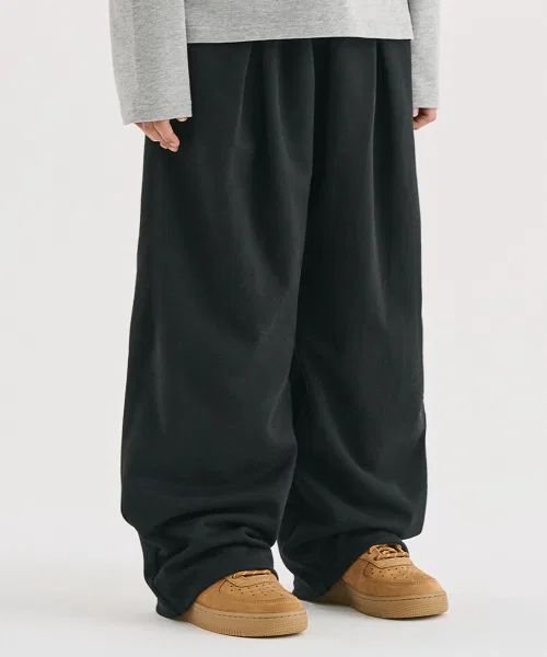 Детские широкие спортивные штаны Essential Wide Sweatpants Black TAKEASY KIDS, Черный — фото 3