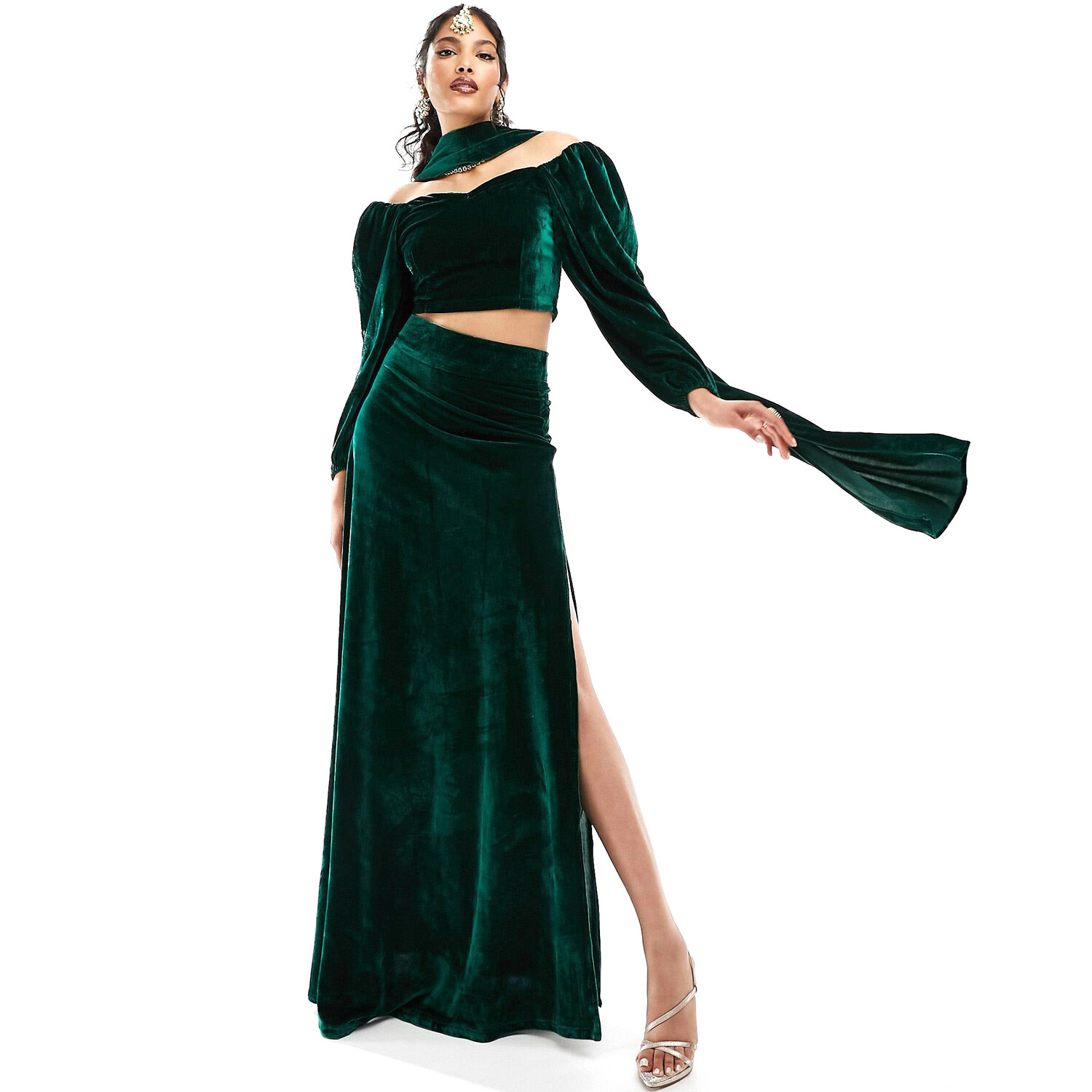 

Юбка Kanya London Velvet Lehenga, изумрудно-зеленый