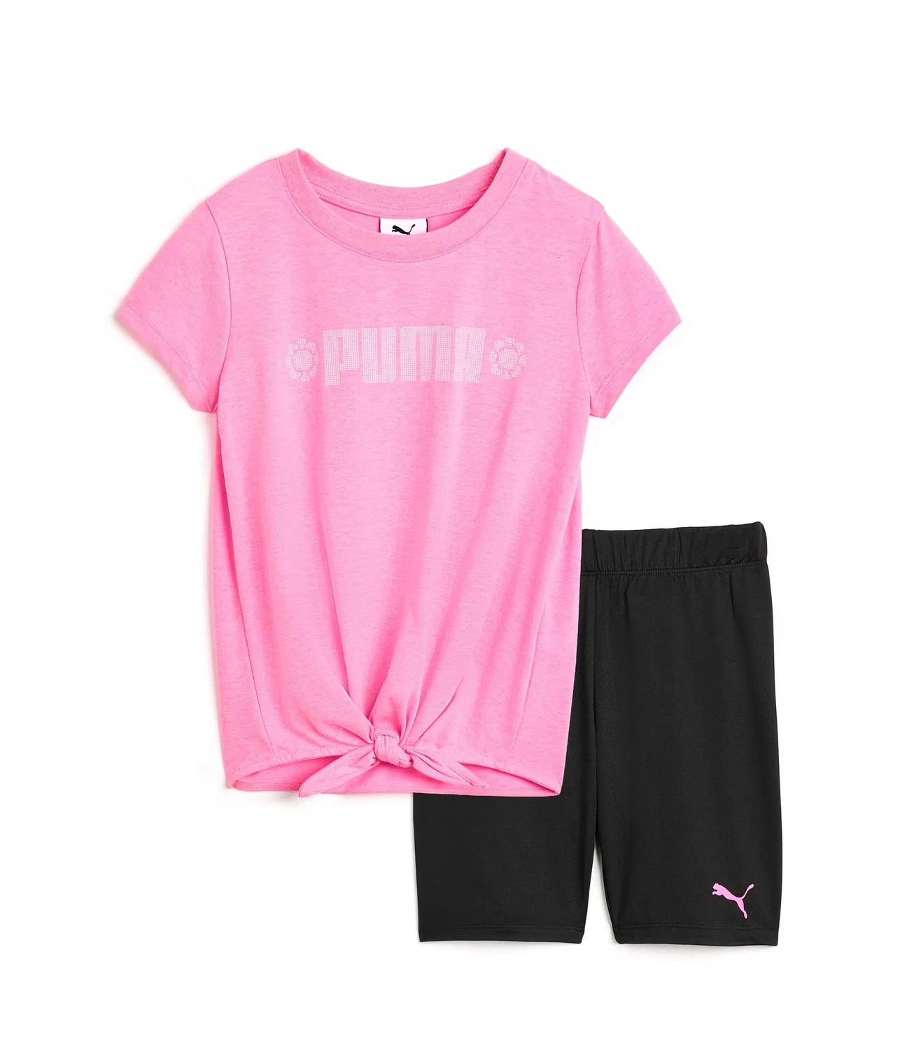 Комплект из футболки и велосипедных шорт (для детей постарше) Puma Kids, Pink/Black