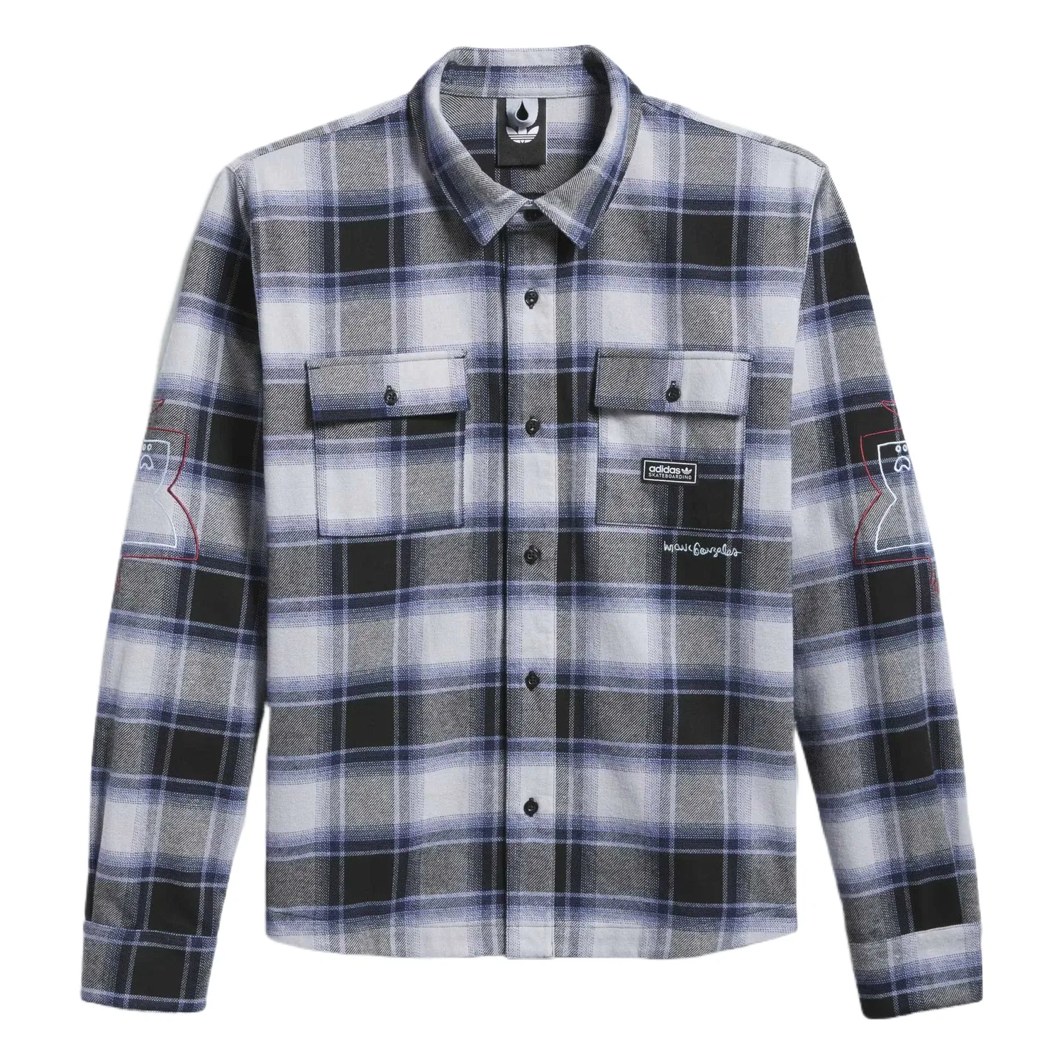 Рубашка с воротником Adidas X Mark Gonzales Adidas Originals, Black/Soft Purple/Halo Silver