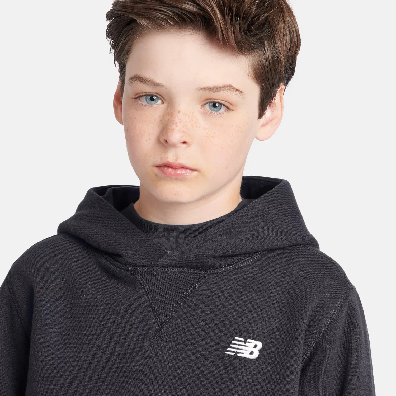 Детское худи с принтом Brush Back Small Logo New Balance, Black — фото 3