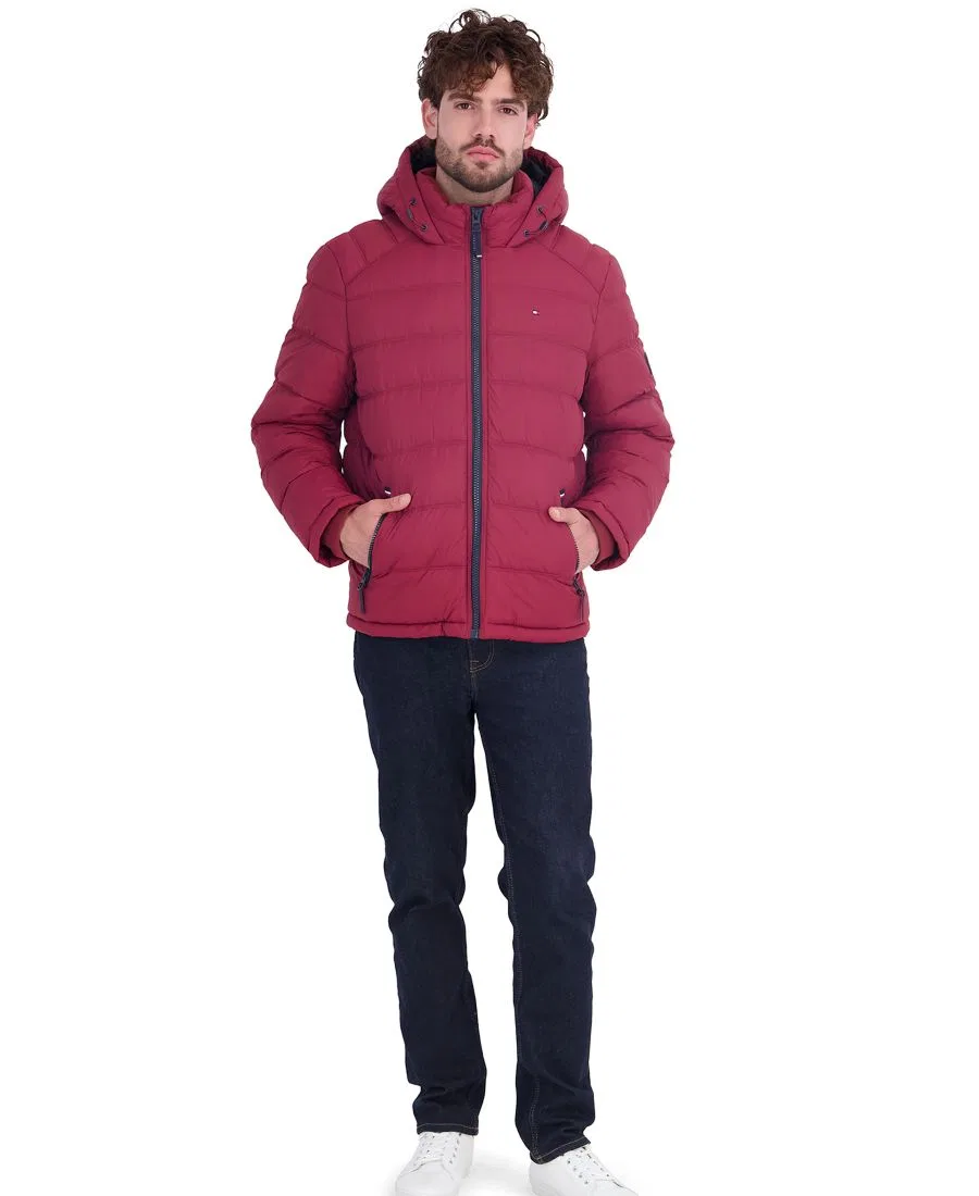 Мужская куртка-пуховик с капюшоном, стеганая Tommy Hilfiger, Red — фото 2