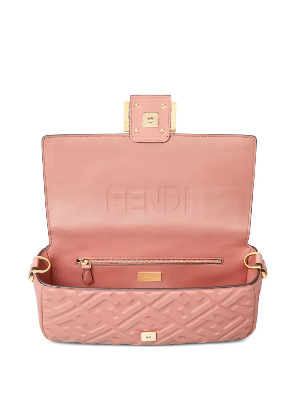 Сумка на плечо Baguette с тисненым логотипом FF Fendi, розовый — фото 4