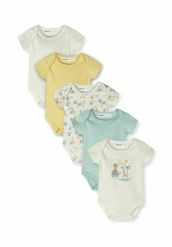 Боди с коротким рукавом 5-pack Short Sleeve Safari Print Body Minoti Cream, Light Green, Light Yellow, светло-зеленый/светло-желтый/кремовый