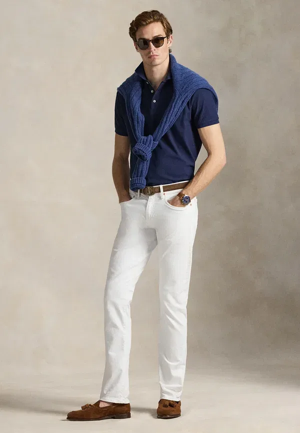 Поло хлопковое пике Slim Fit Custom Honeycomb-polo Polo Ralph Lauren, Cruise темно-синий — фото 2
