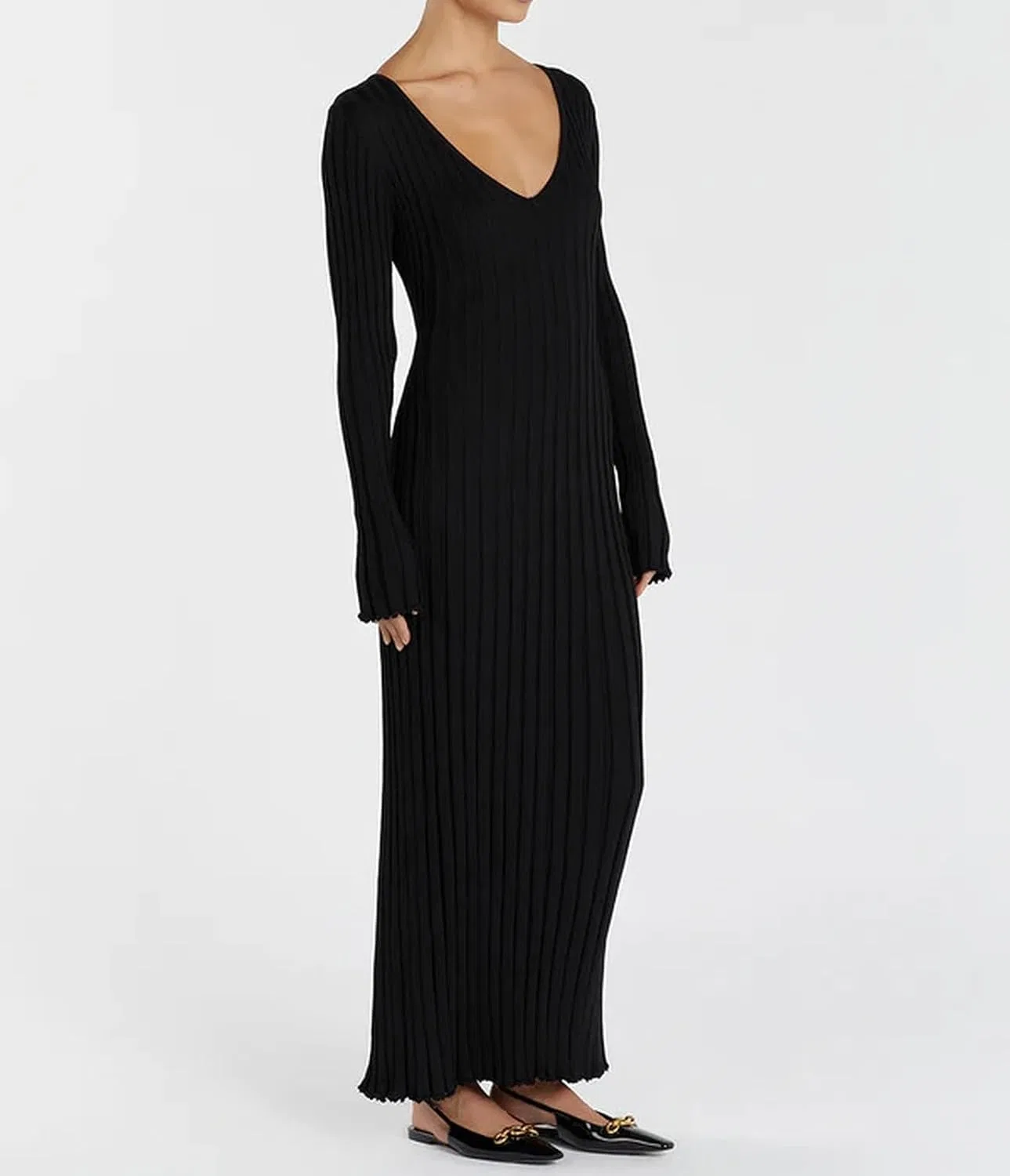 Женское платье-свитер с V-образным вырезом Ribbed Knit, 101 — фото 4