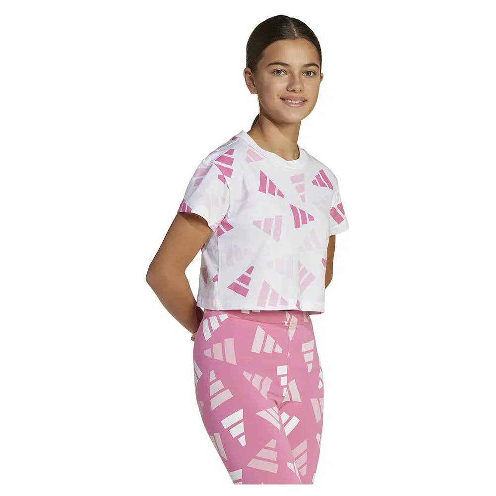 Футболка с коротким рукавом Seasonal Essentials Logo Celebration Crop Adidas, белый