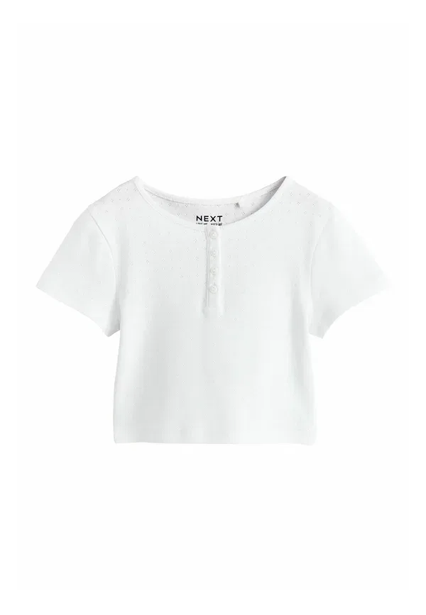 Футболка хлопковая Regular fit - button front - print t-shirt Next, белый — фото 4