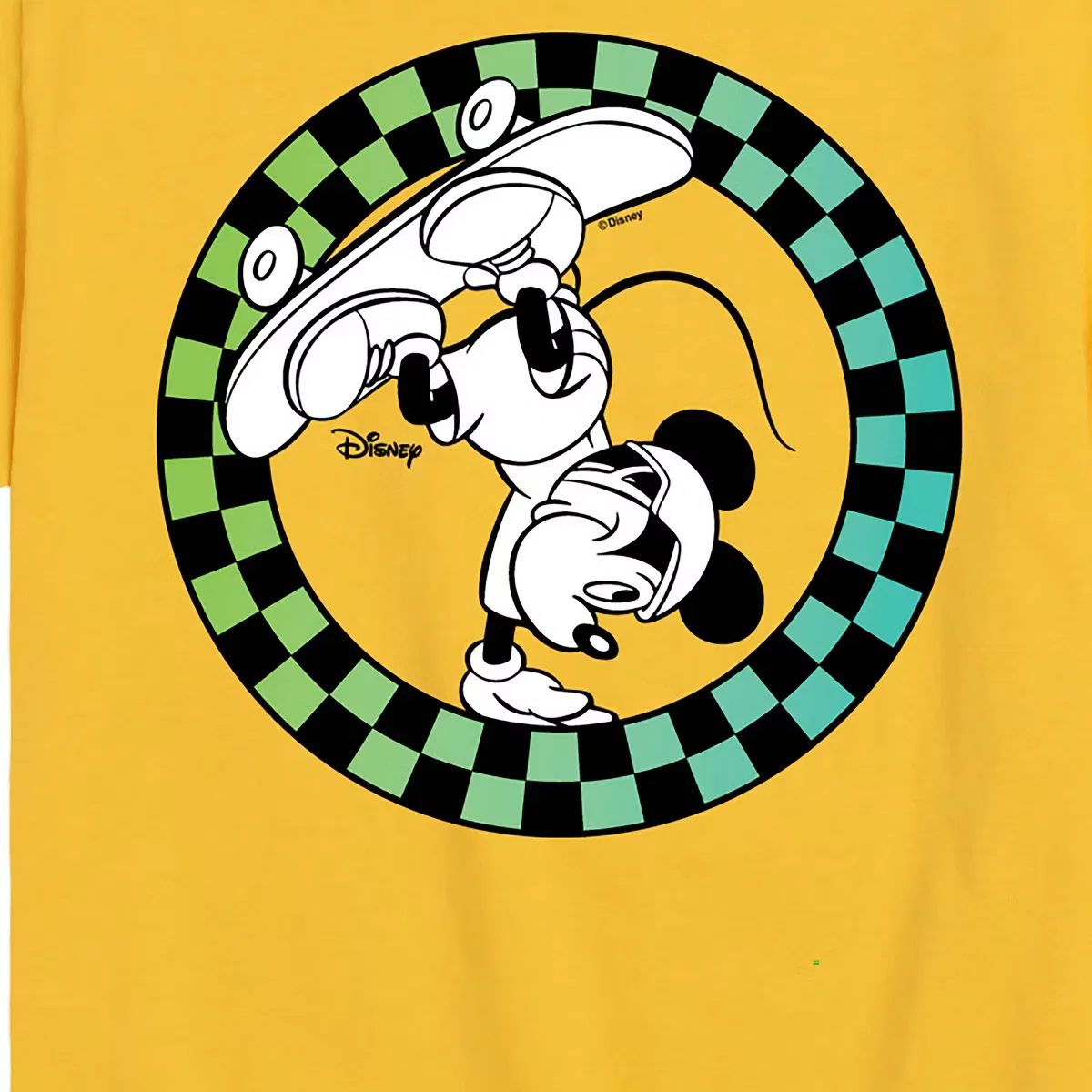 Футболка с коротким рукавом с принтом Mickey Skateboarding Checkered Circle Disney, Yellow — фото 2
