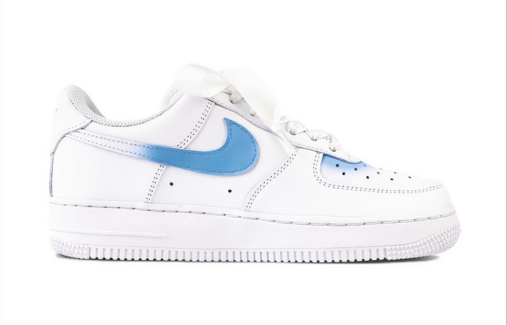 Кастомизированные кроссовки Nike Air Force 1 Skateboarding Shoes Women's Low-top, синий/белый — фото 2