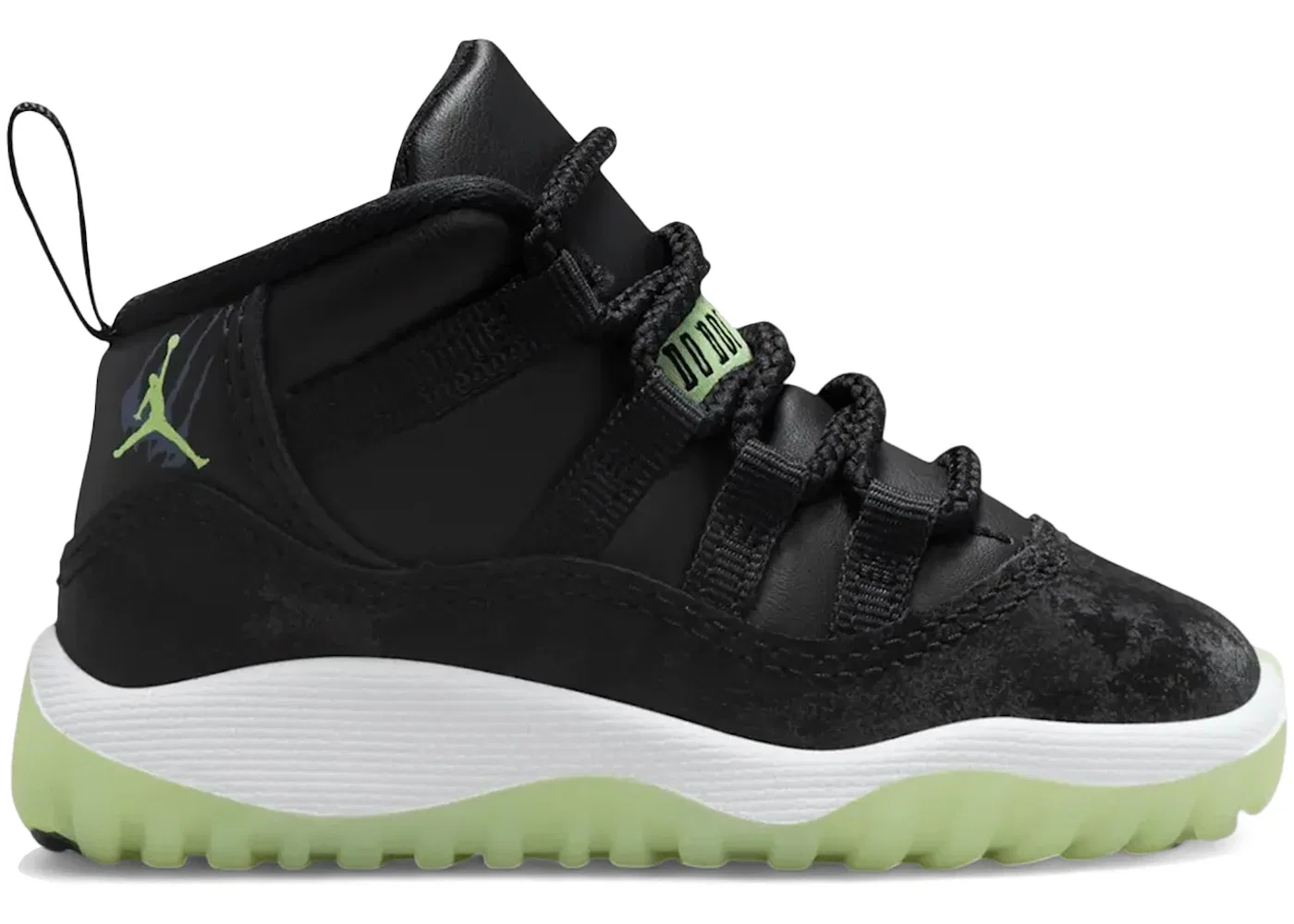 Детские кроссовки Lifestyle с яркими акцентами Jordan 11 Retro, Black/Barely Volt/Dark Raisin/White