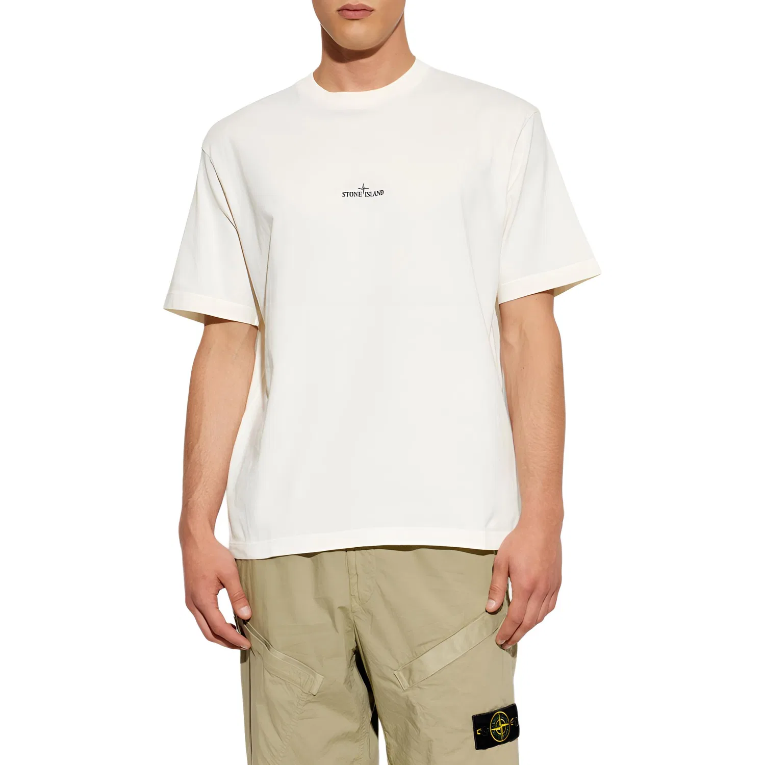 Мужская футболка с круглым вырезом White STONE ISLAND — фото 4