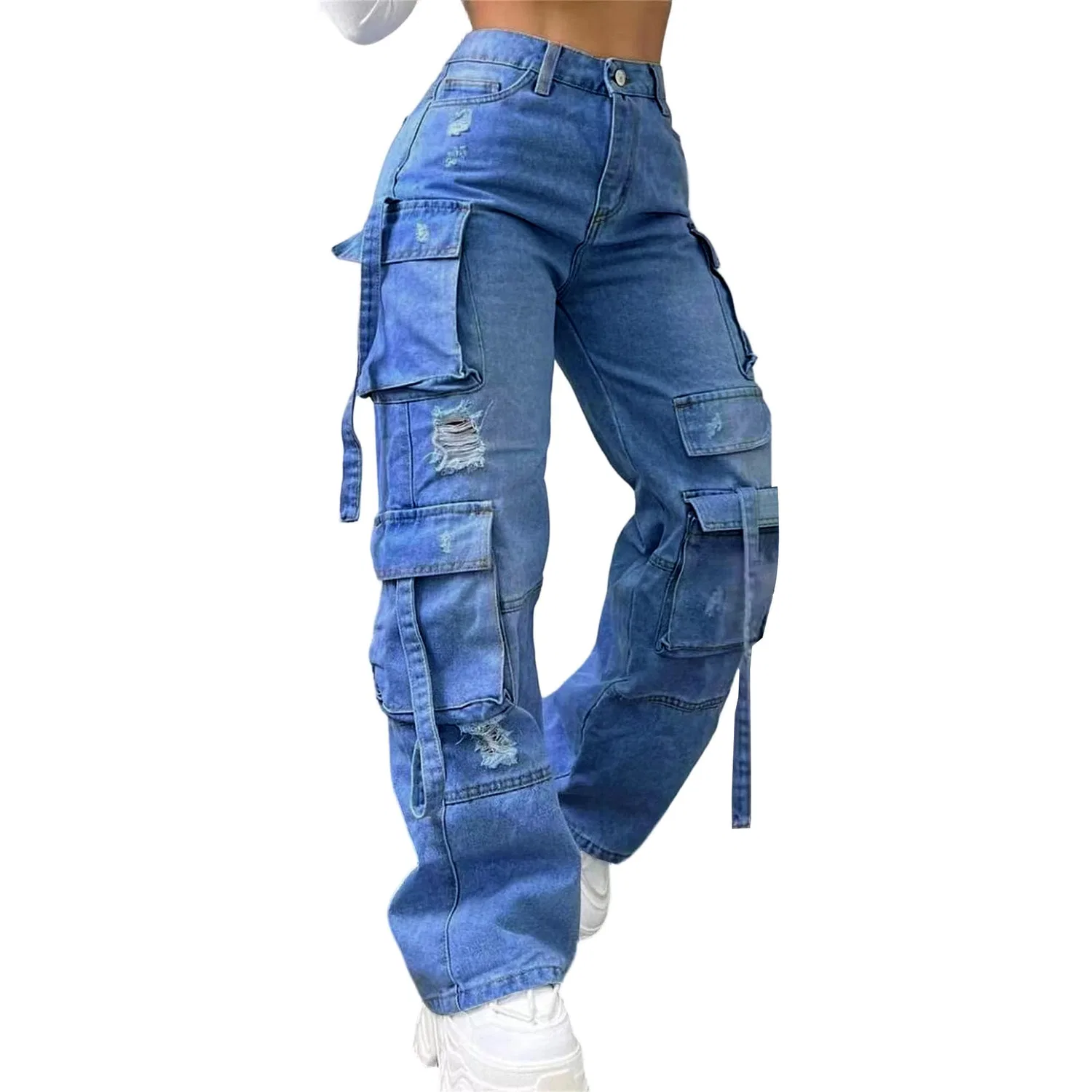 Женские джинсы свободного кроя с завышенной талией Y2k Streetwear, Dark Blue