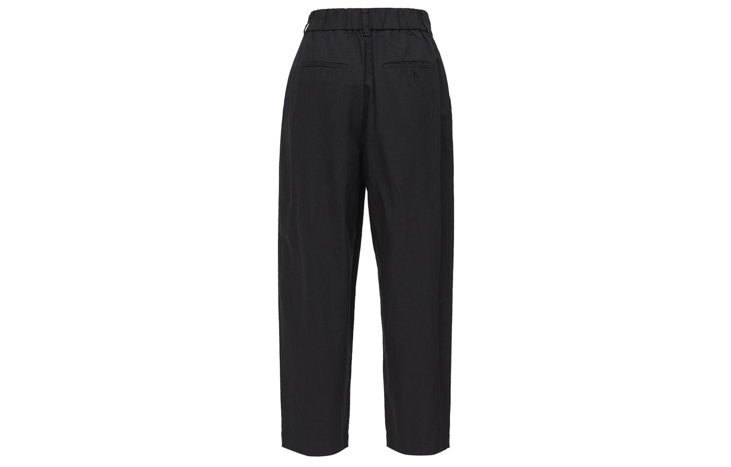 Брюки из смесового льна с зауженными складками UNIQLO, черный — фото 2