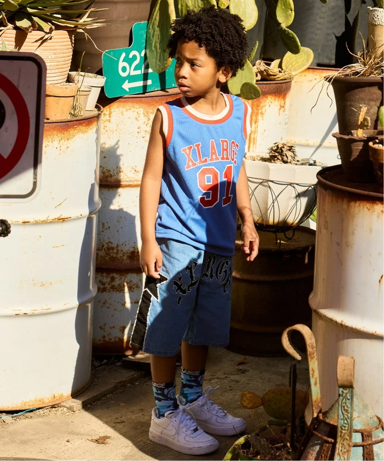 Детские джинсовые шорты с принтом XLARGE KIDS, Blue — фото 2