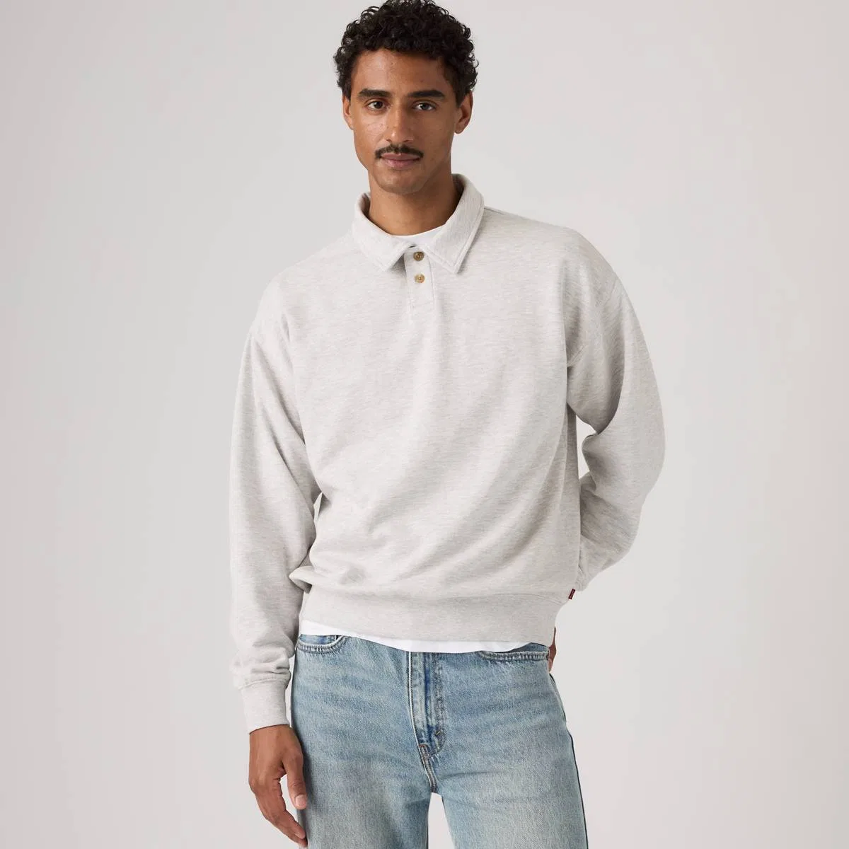 Толстовка для регби Leo Levi's, Light Gray Heather Bros - White