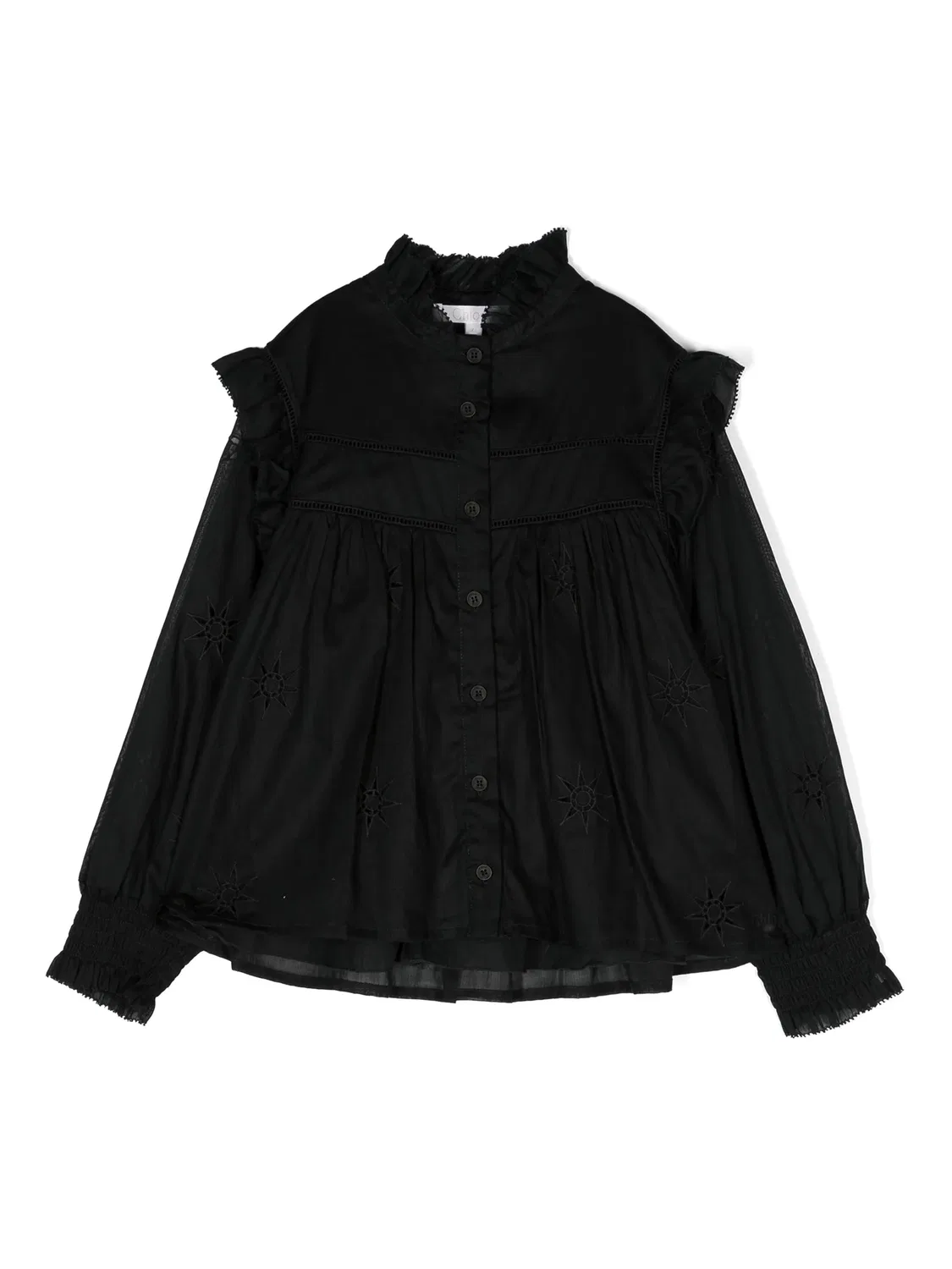 Детская хлопковая блузка Broderie Anglaise Chloé, черный