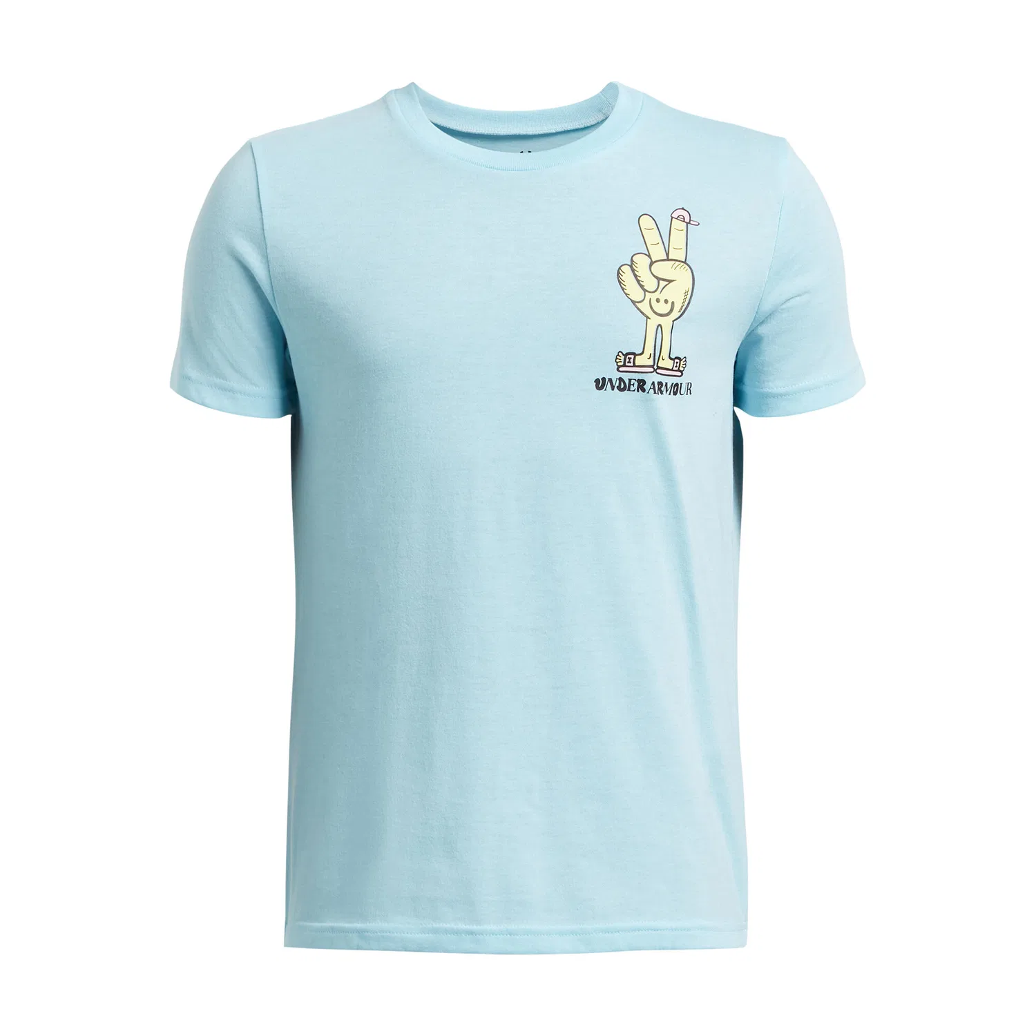 Детская футболка с принтом Peace Love Under Armour, Hellblau