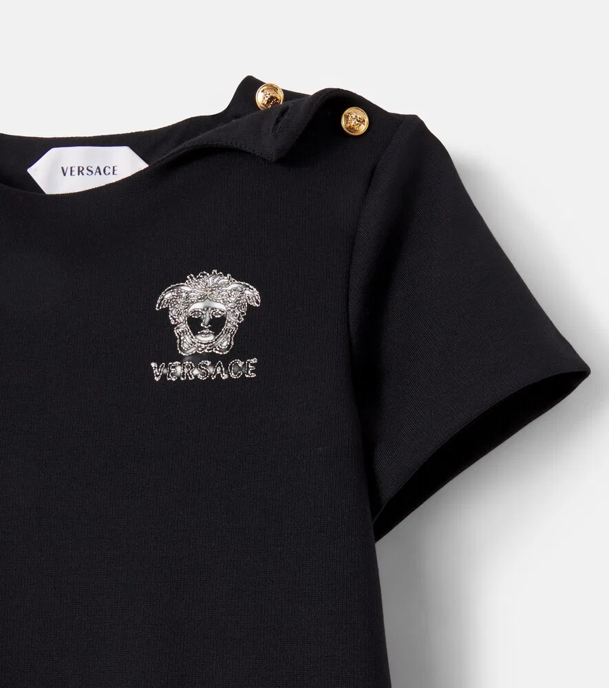 Платье с вышивкой La Medusa Versace Kids, черный — фото 4